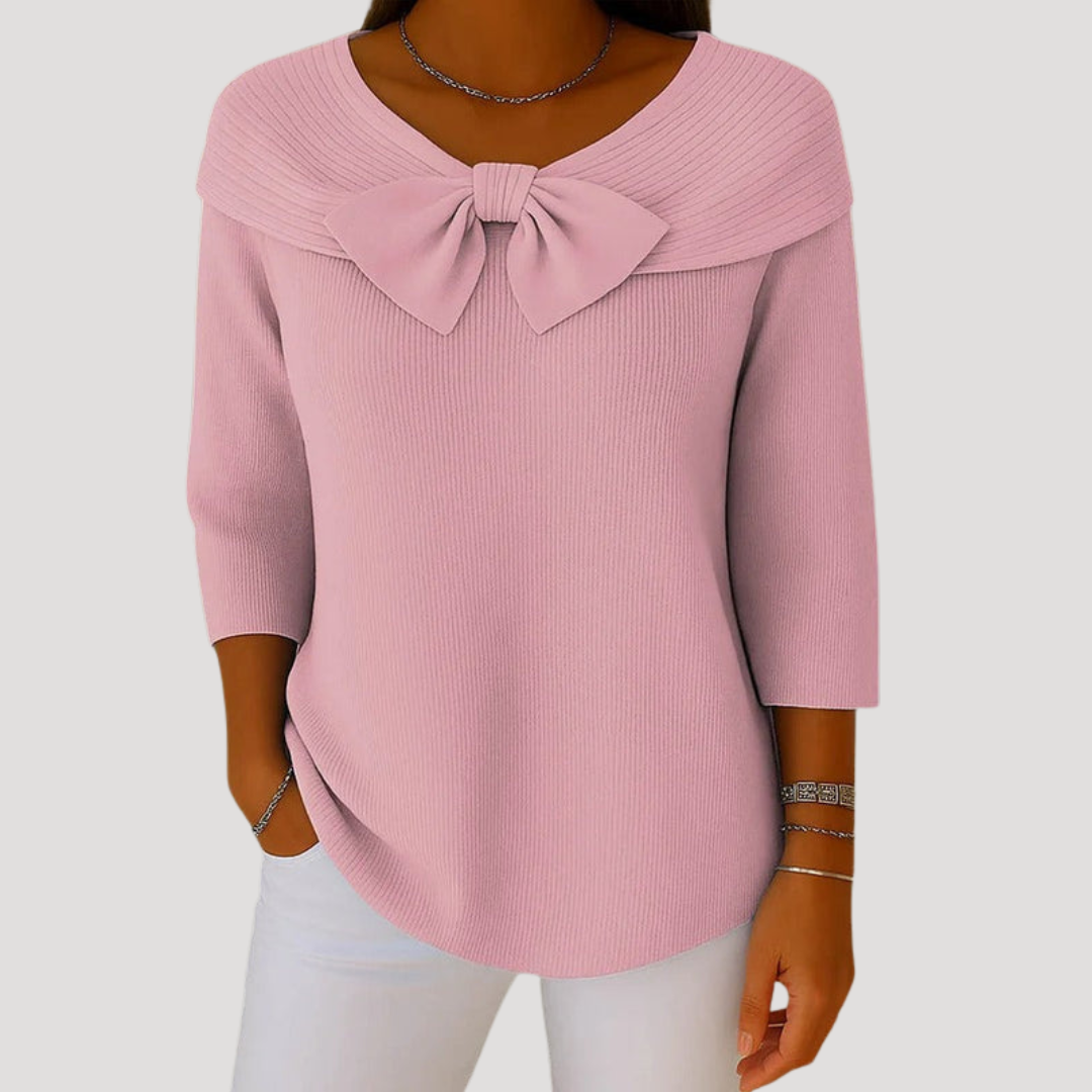Pull Femme Élégant Maille Fine à Nœud