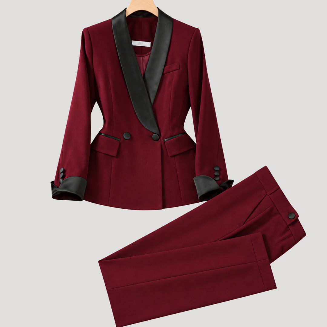 Blazer Femme Ajusté à Double Boutonnage