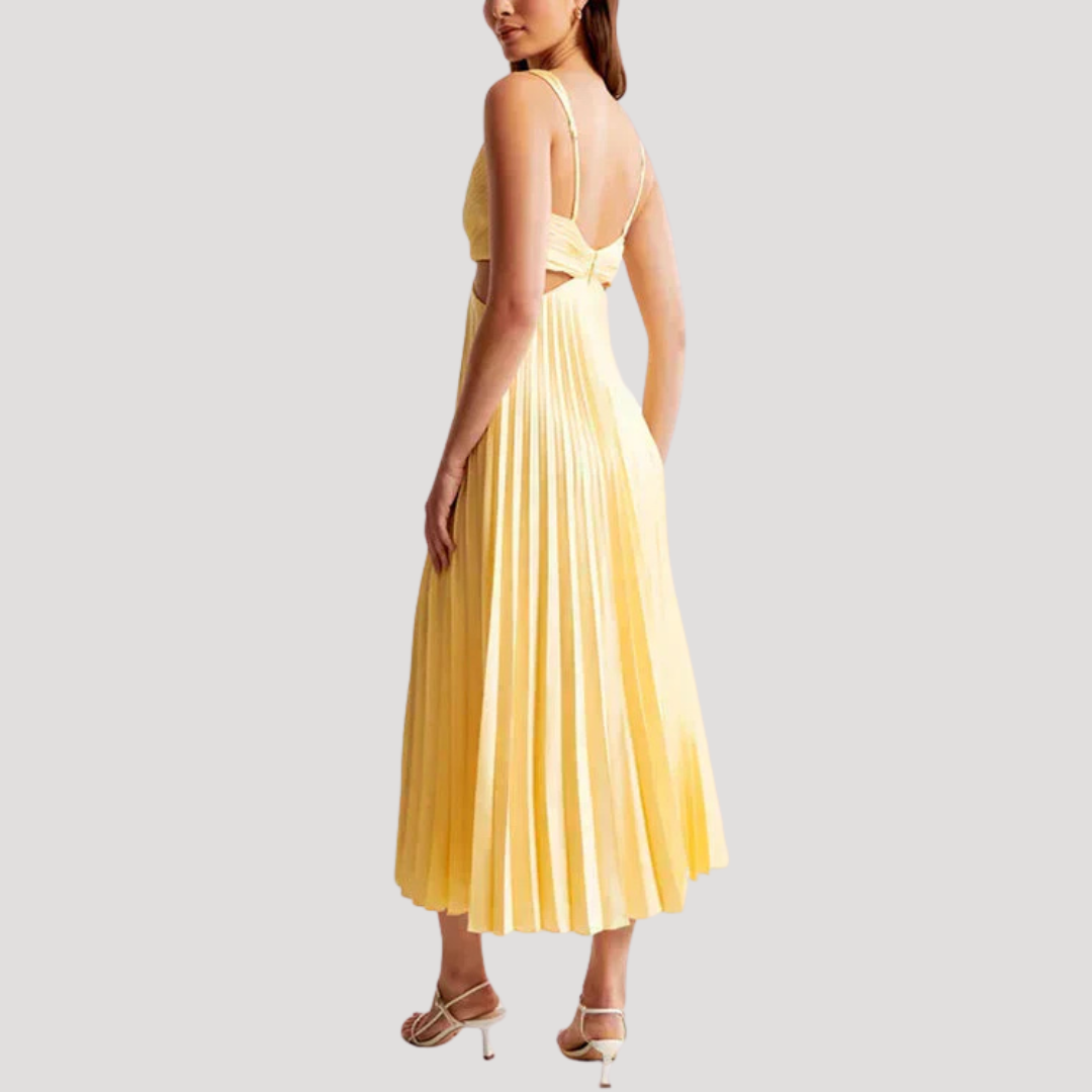 Robe mi longue femme plissée élégante