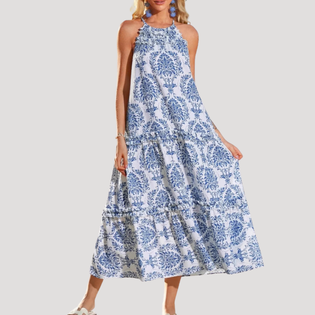 Robe longue bohème imprimée fluide