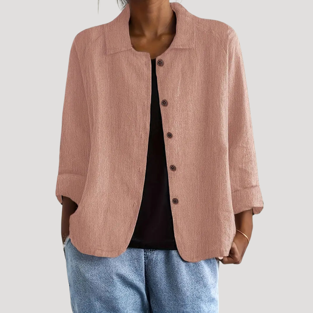 Chemisier Femme Boutonné Décontracté Manches Longues