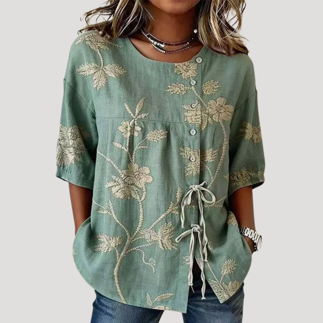 Blouse Femme Fleurie Bohème Manches Courtes