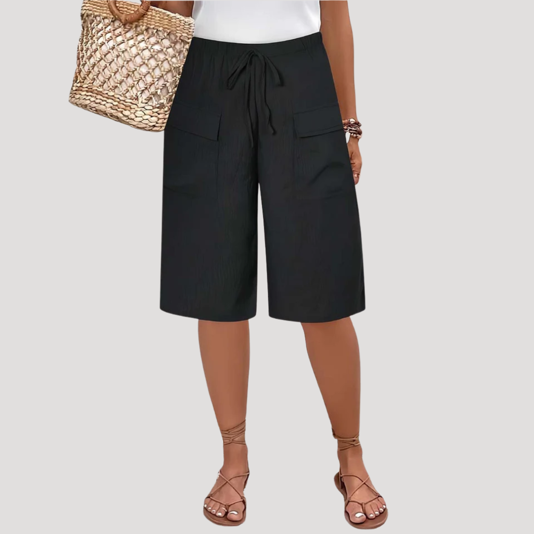 Bermuda Femme Long Taille Élastique à Poches