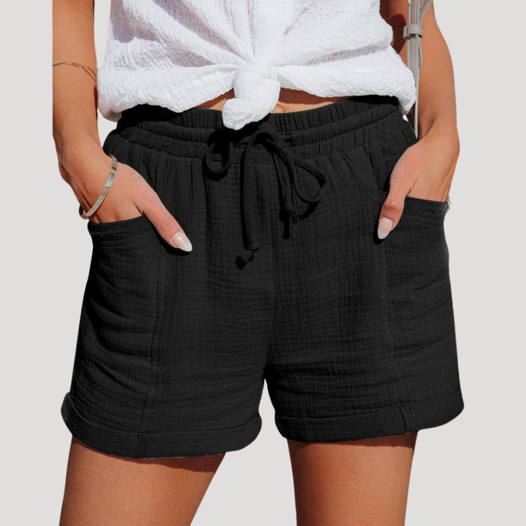Short Femme Taille Élastique à Cordon et Poches