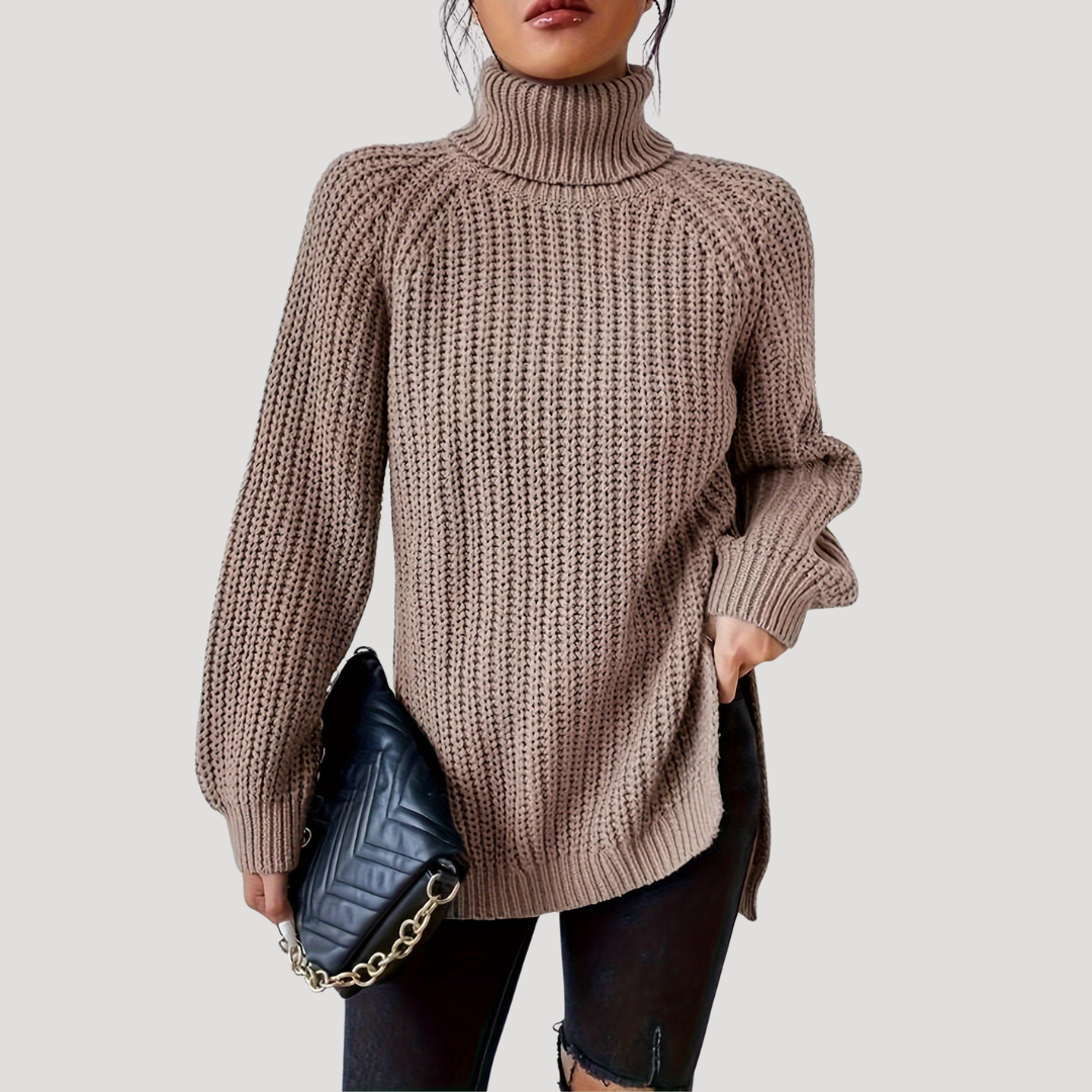 Pull Femme Oversize en Maille à Col Montant