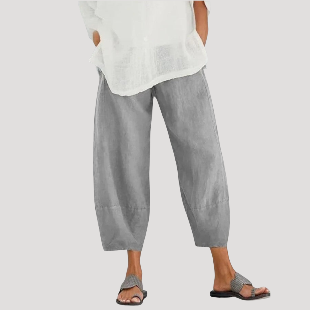 Pantalon en lin ample et léger femme coupe décontractée