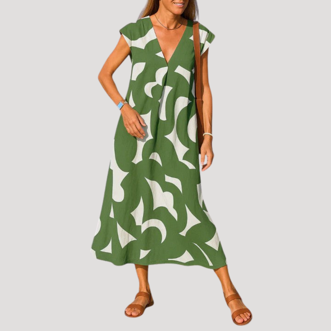 Robe Longue Femme Décontractée Motif Graphique Ample