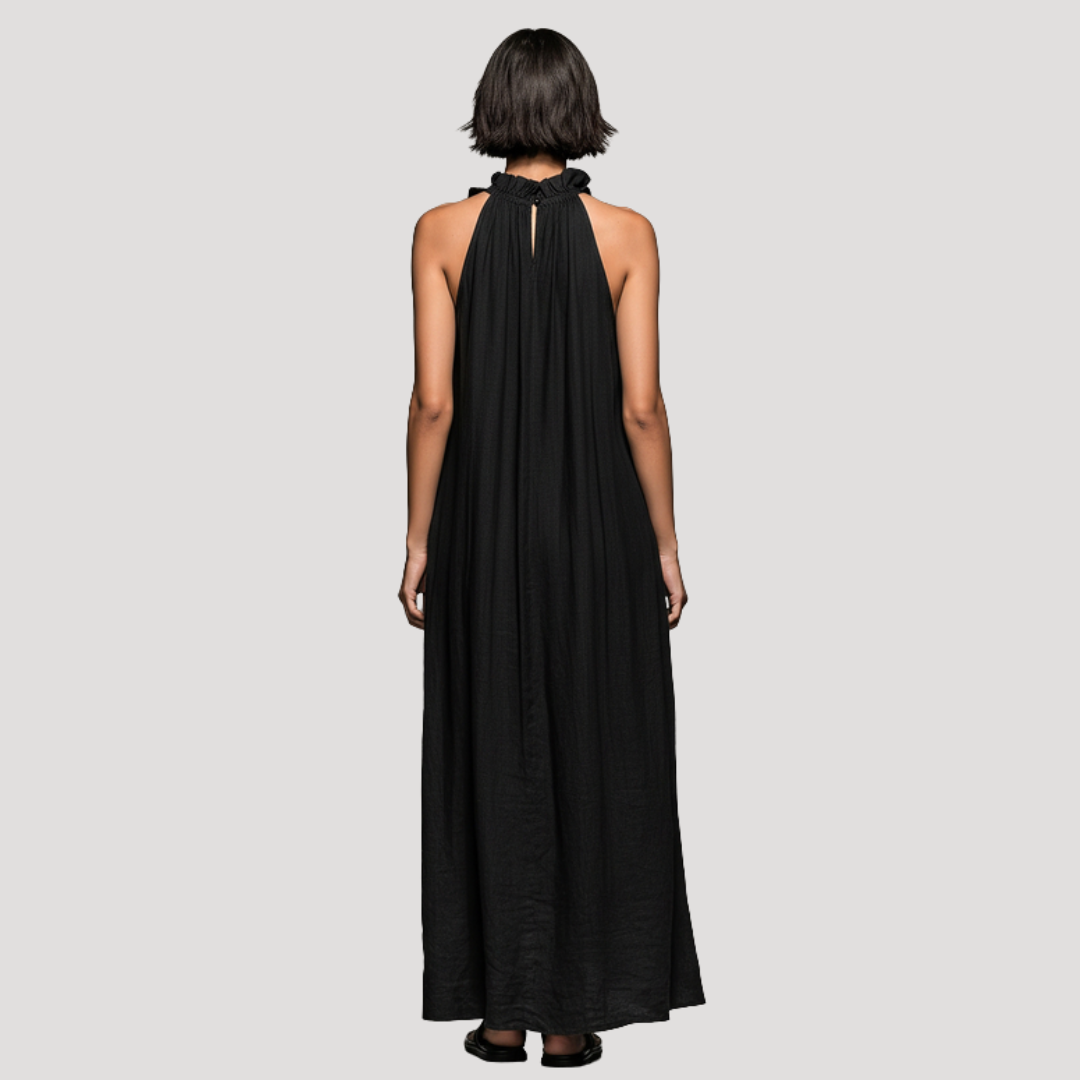 Robe Longue d'Été Sans Manches Col Montant Femme