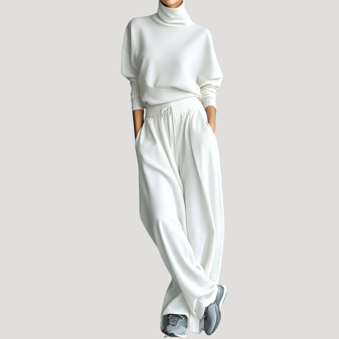 Ensemble femme haut col montant et pantalon large