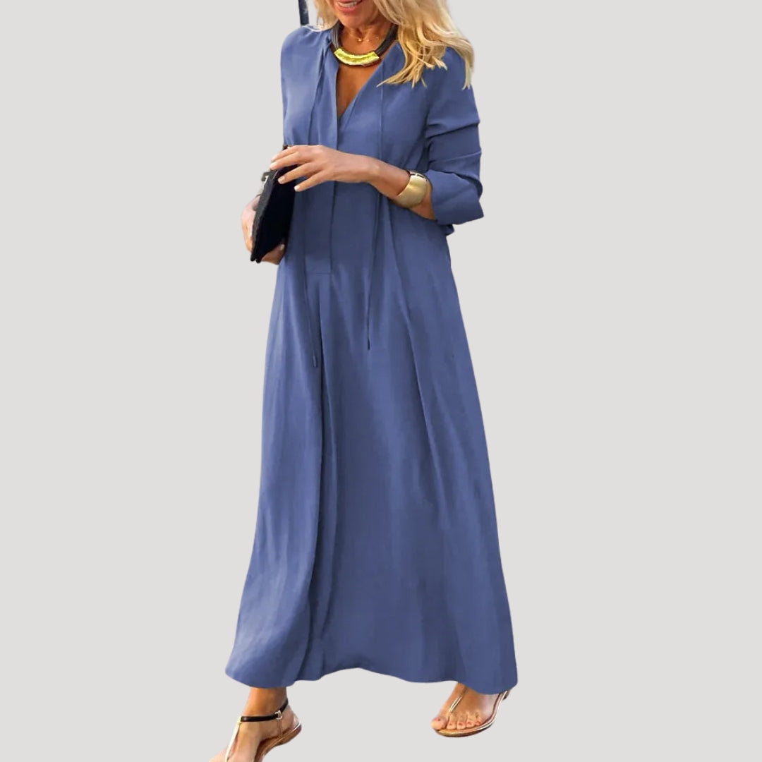 Robe longue fluide manches longues chic