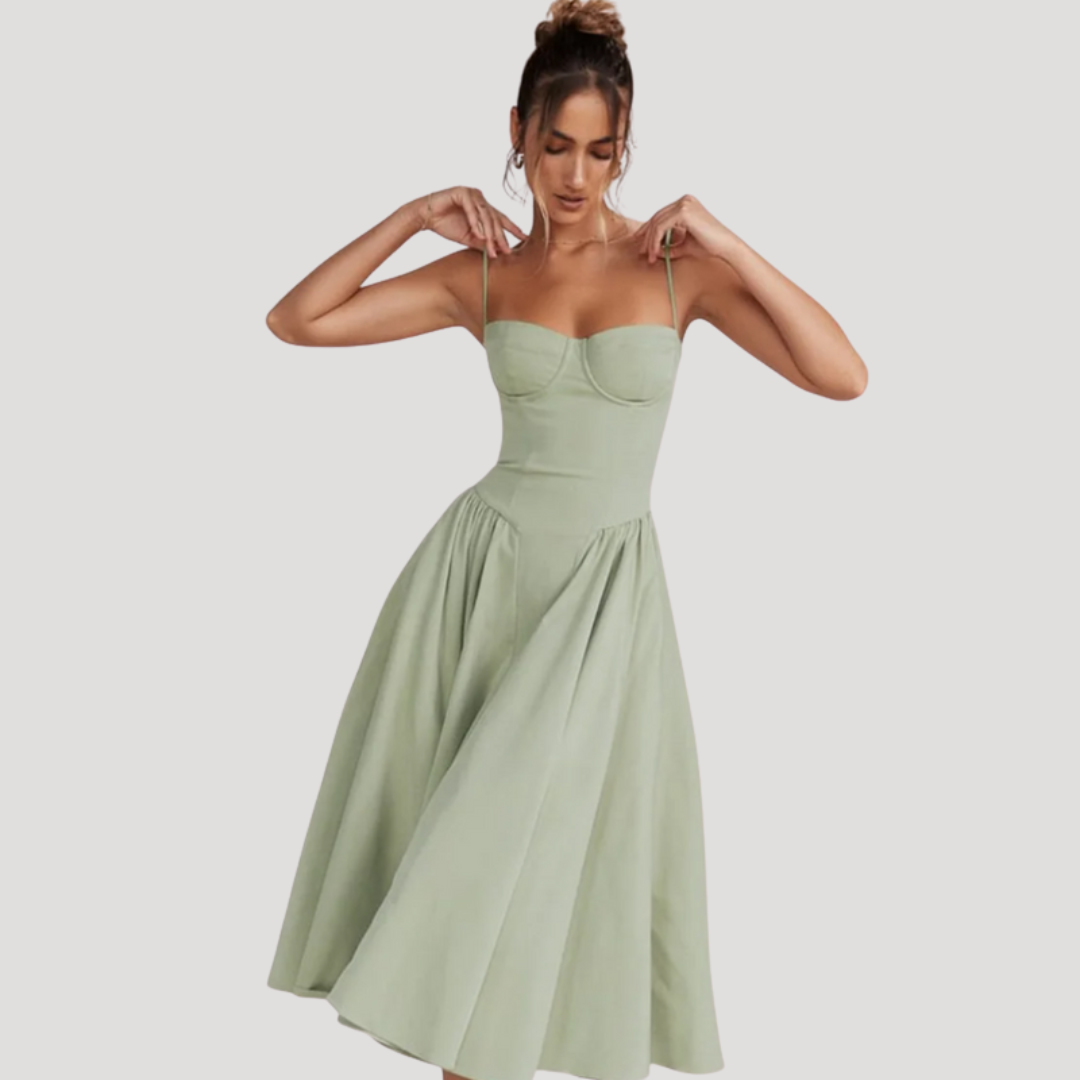 Robe midi femme élégante à fines bretelles