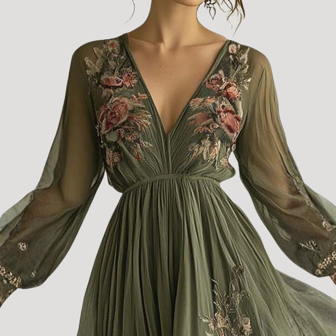 Robe longue à fleurs élégante fluide