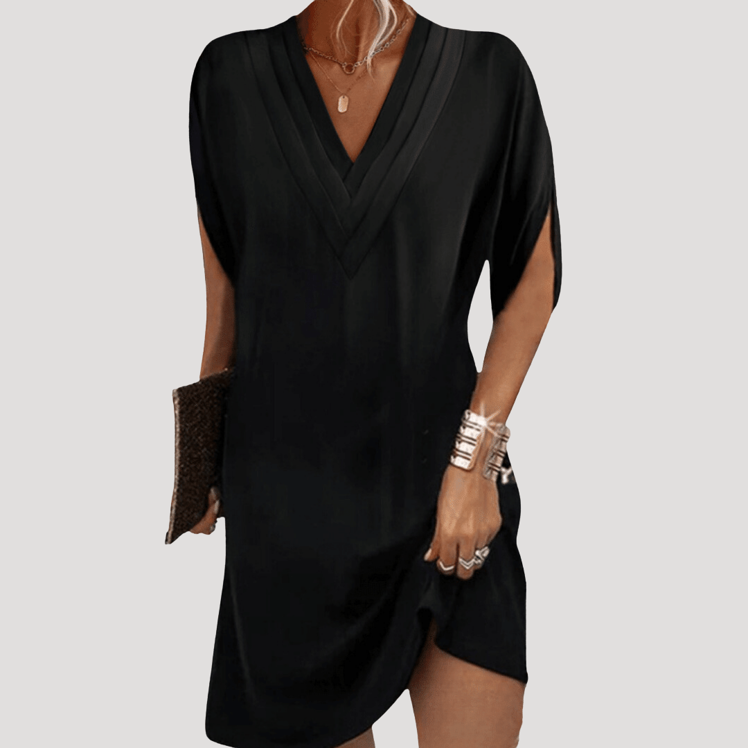 Robe courte col V fluide chic et moderne