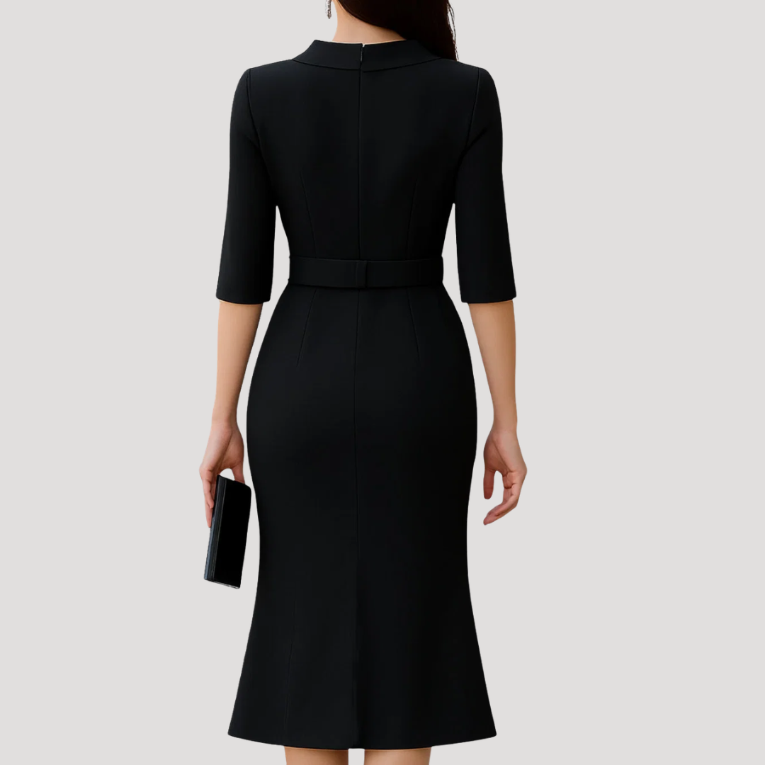 Robe Midi Cintrée Ceinturée Femme