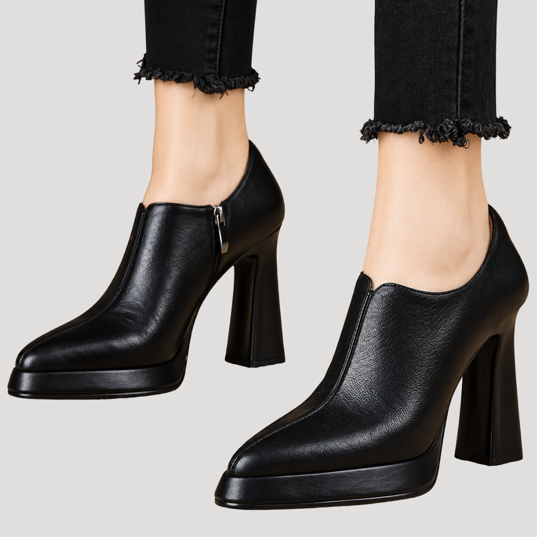 Bottines Femme à Talons et Bout Pointu avec Fermeture Latérale