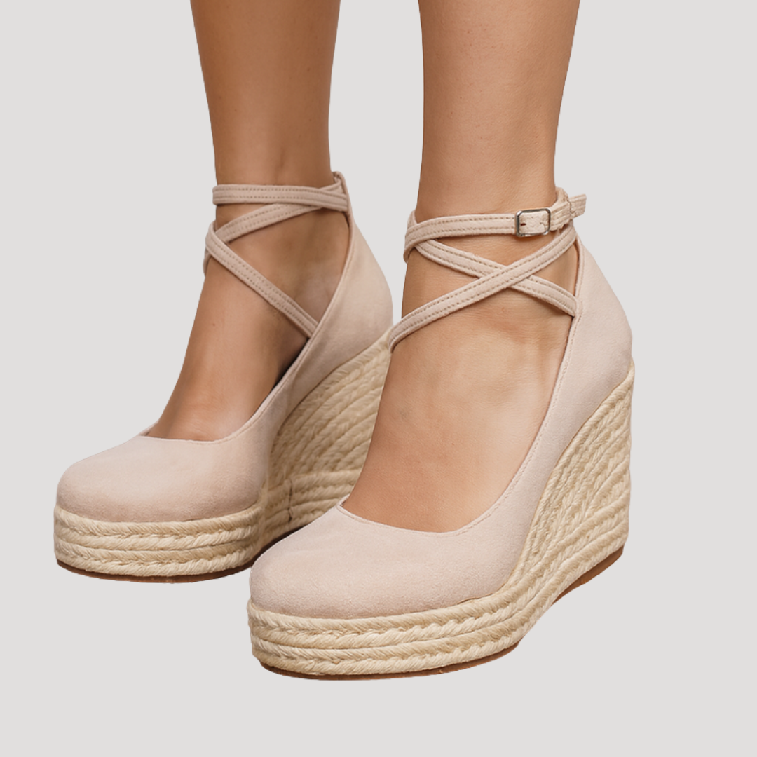 Sandales Compensées Femme Bride Croisée Élégantes