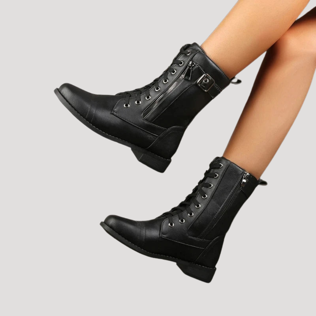Bottes Mi-Mollet Femme Lacets et Zip Latéral