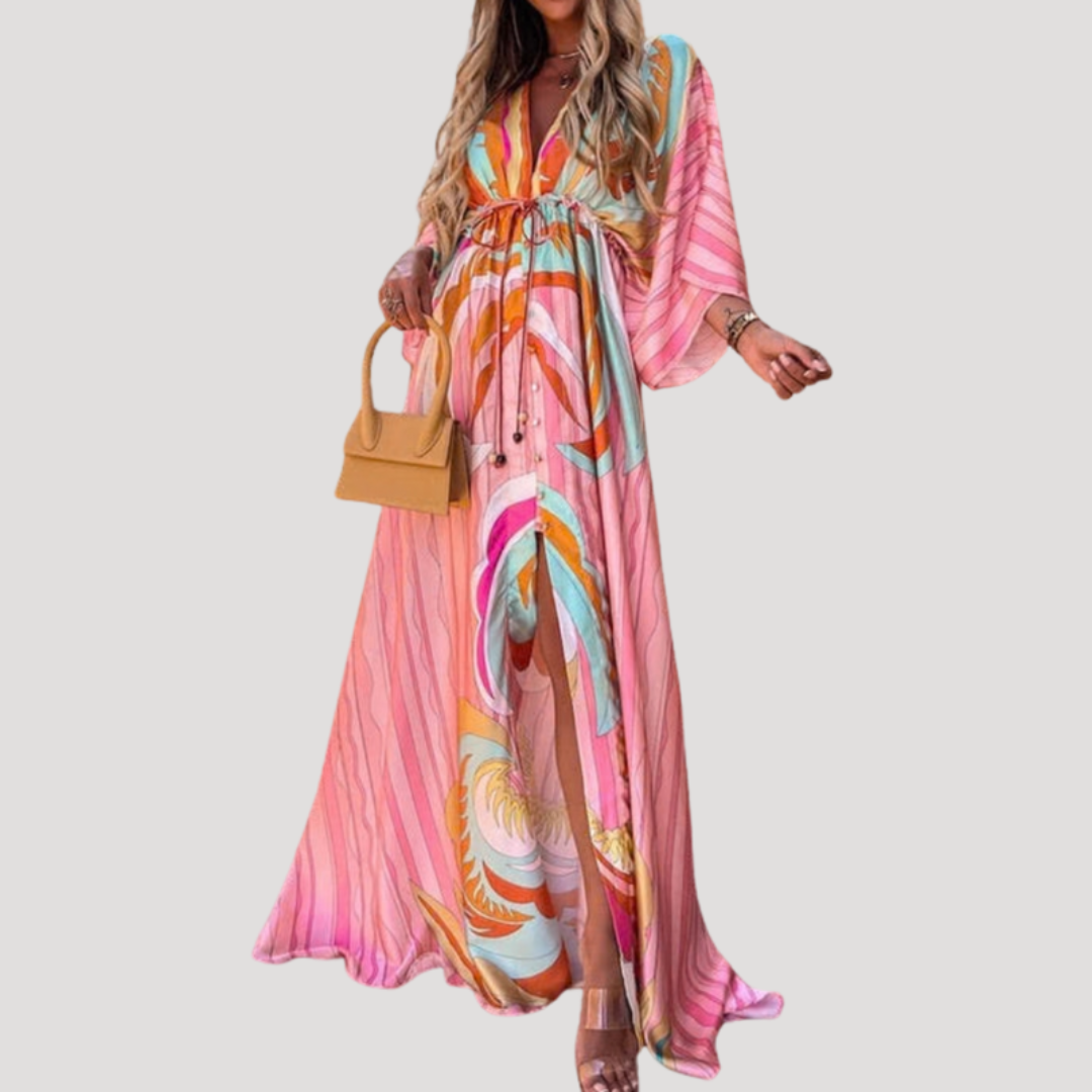 Robe longue fluide imprimée d’été