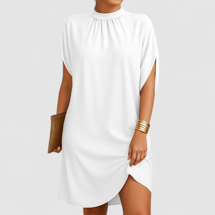 Robe Courte Femme Ample Col Froncé Chic