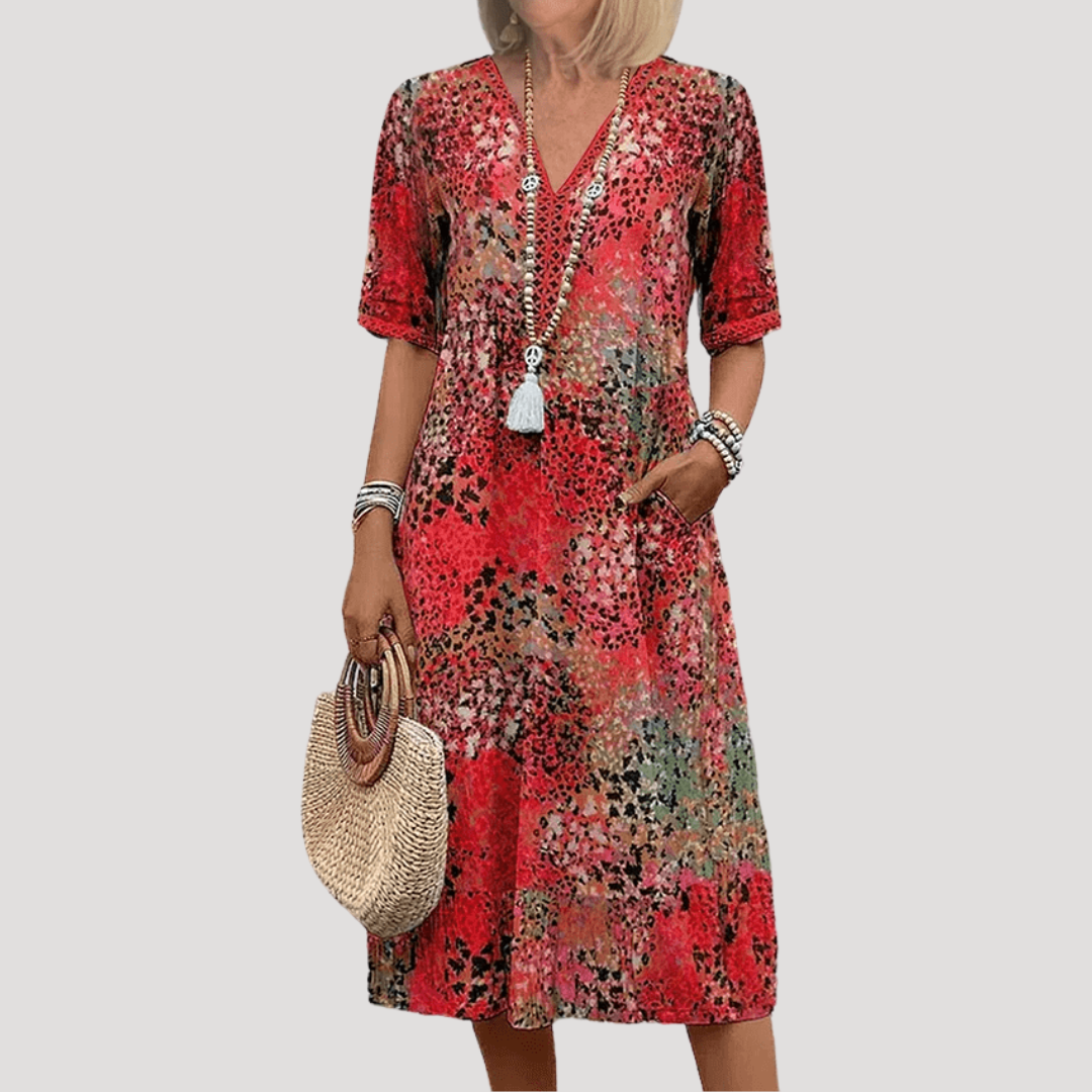 Robe midi fleurie bohème élégante
