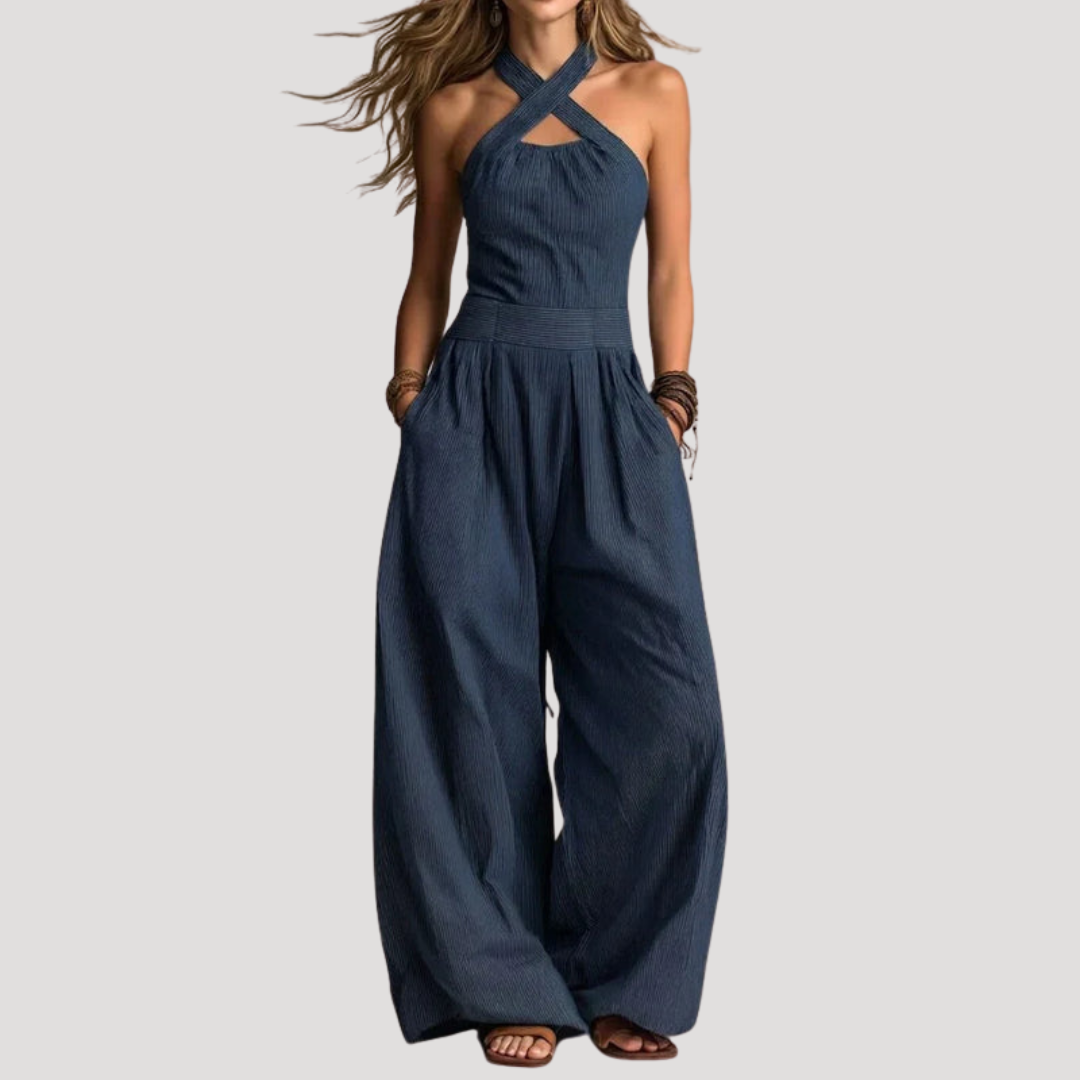 Combinaison Femme Col Halter Croisé Élégante