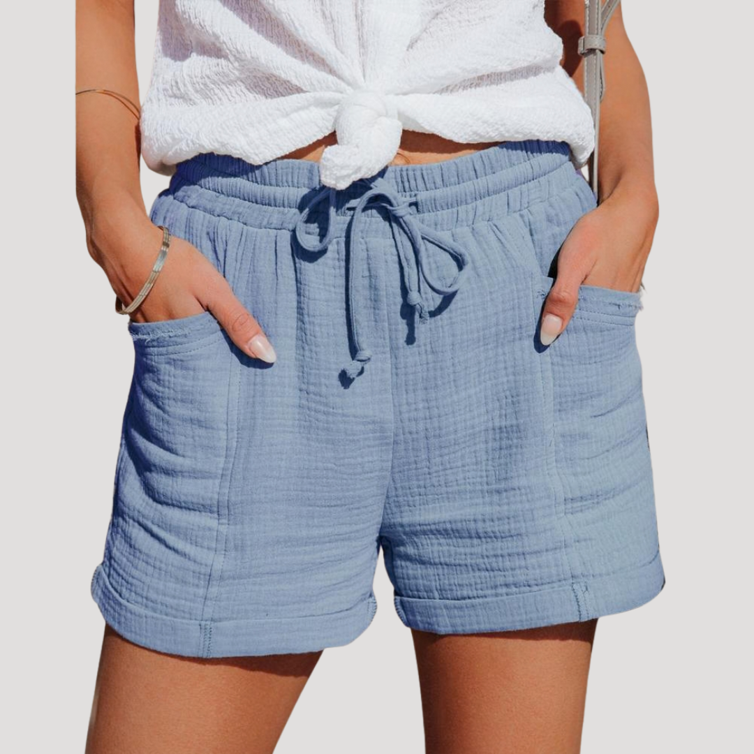 Short Femme Taille Élastique à Cordon et Poches