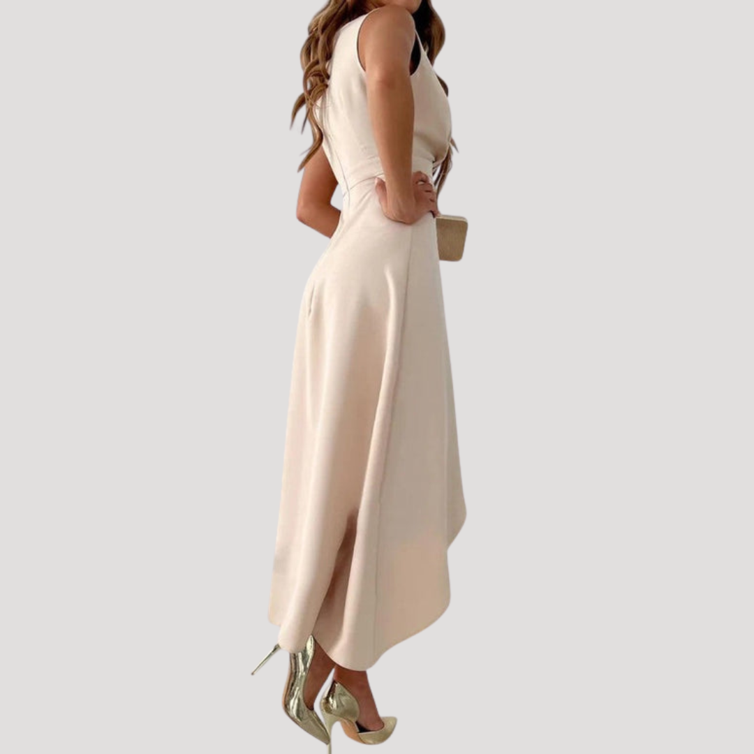Robe Asymétrique Femme Cocktail à Volant Col V