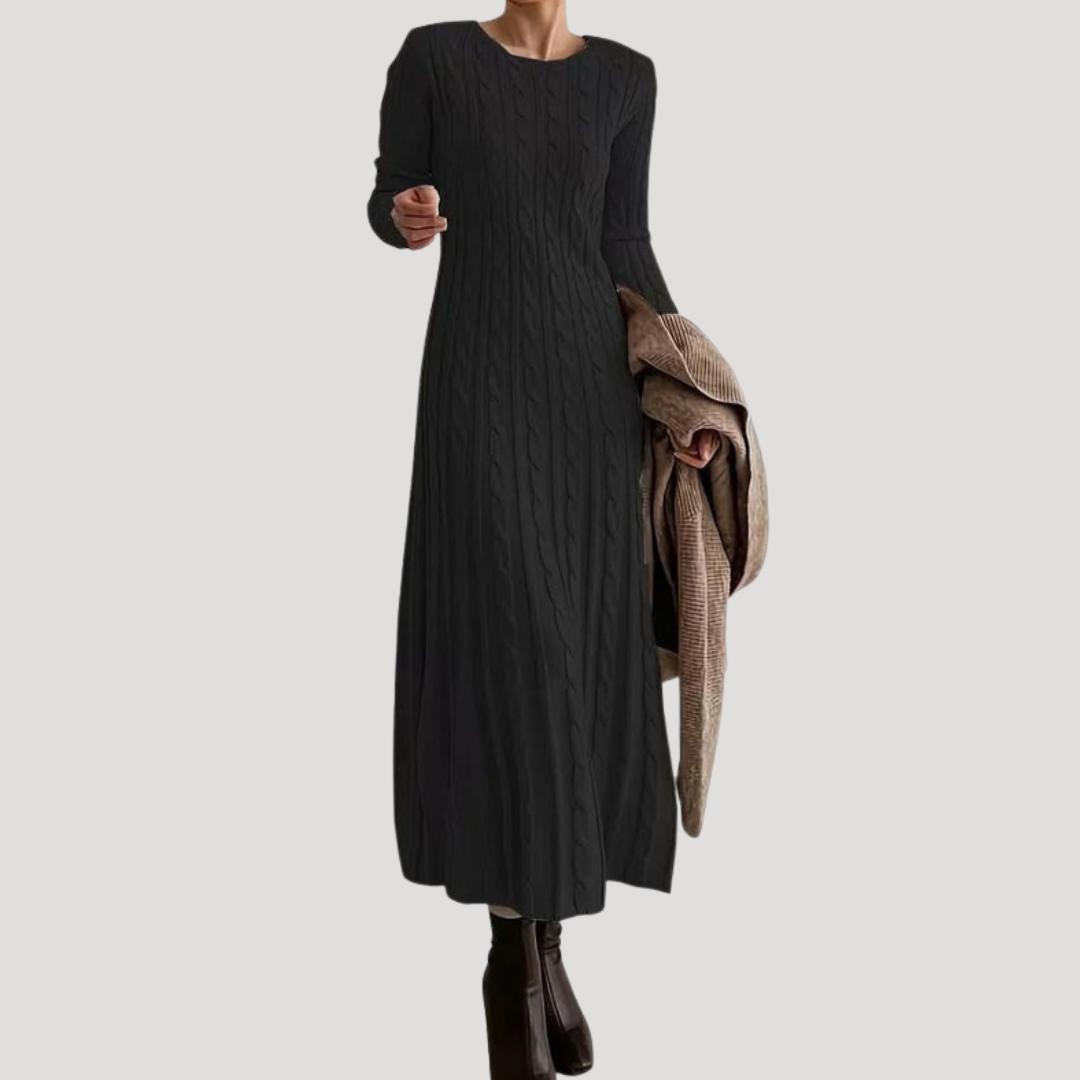 Robe Pull Longue Femme Torsadée à Manches Longues