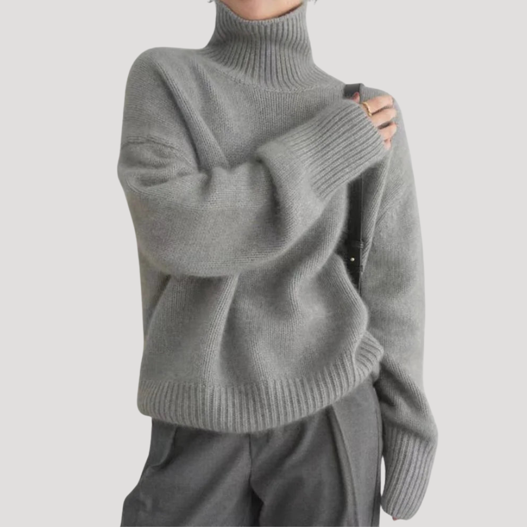 Pull Col Roulé Femme Oversize Maille Épaisse