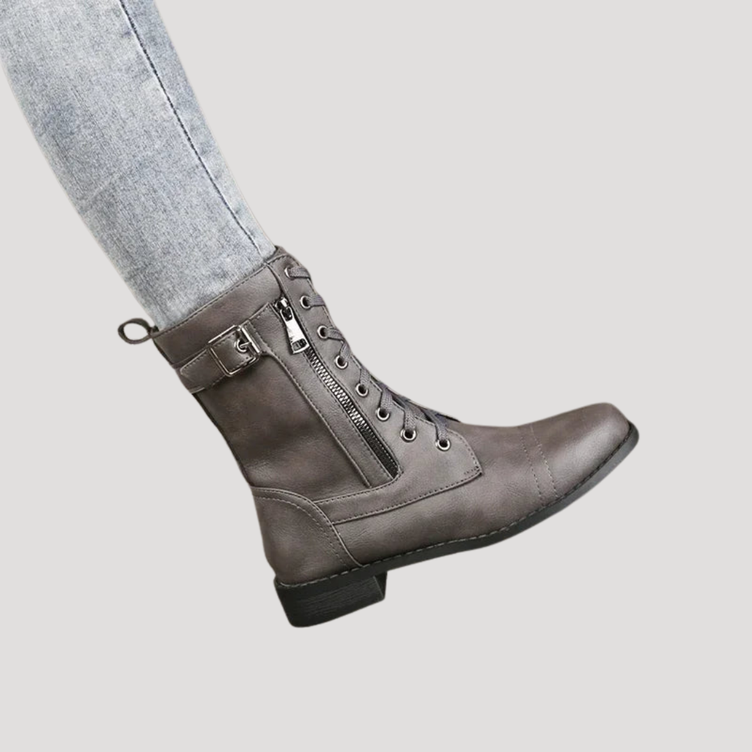 Bottes Mi-Mollet Femme Lacets et Zip Latéral