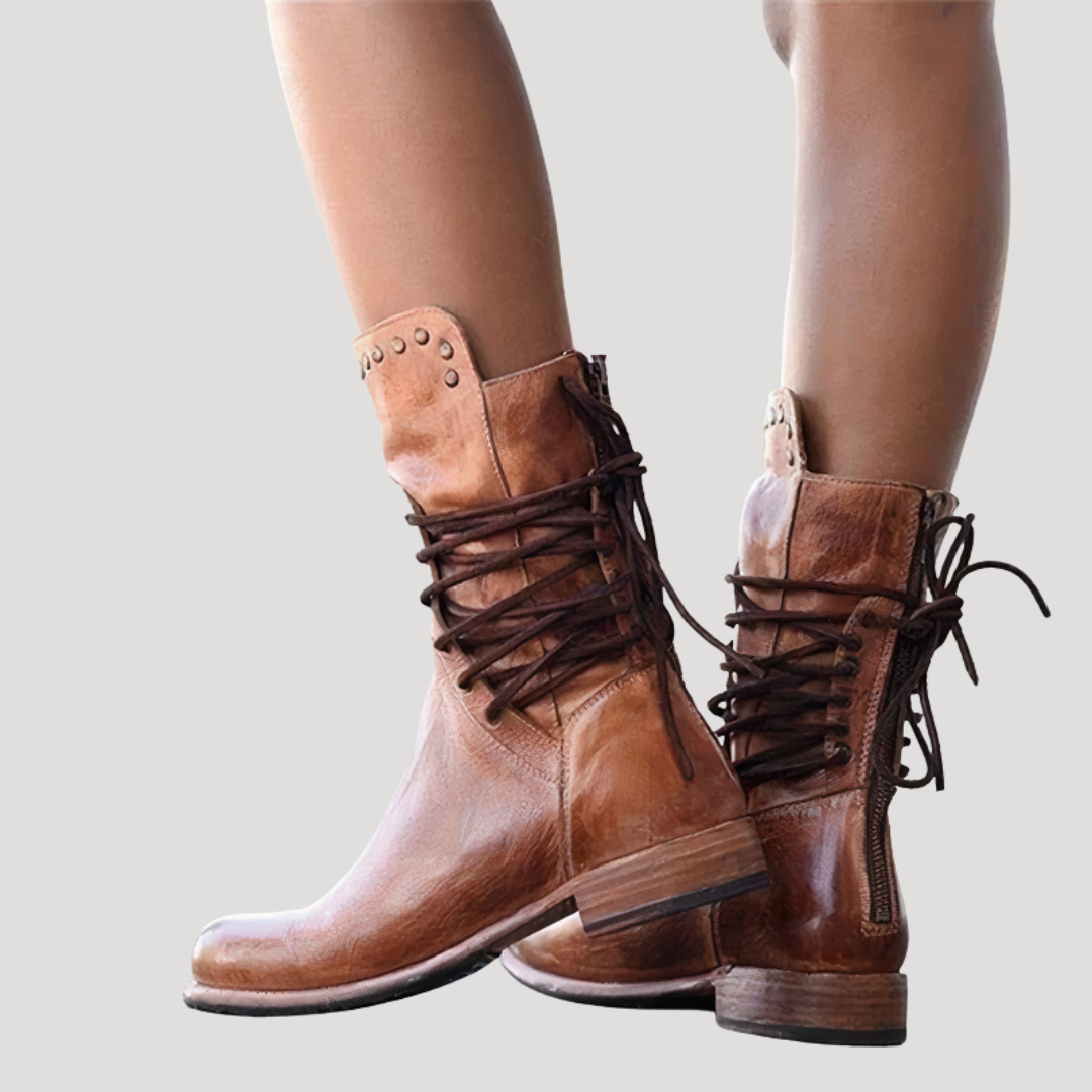 Bottines Femme Lacets Petit Talon Décontractées