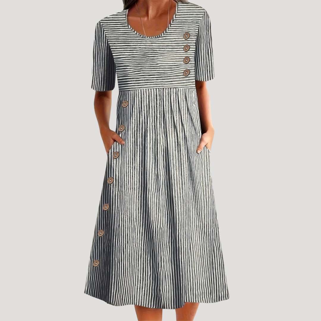 Robe d’été femme rayée boutonnée