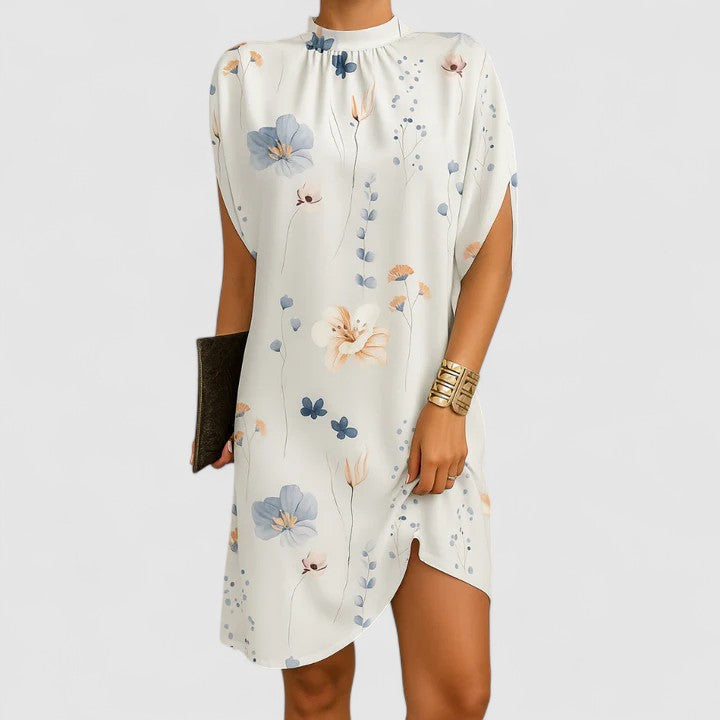 Robe Courte Femme Ample Col Froncé Chic
