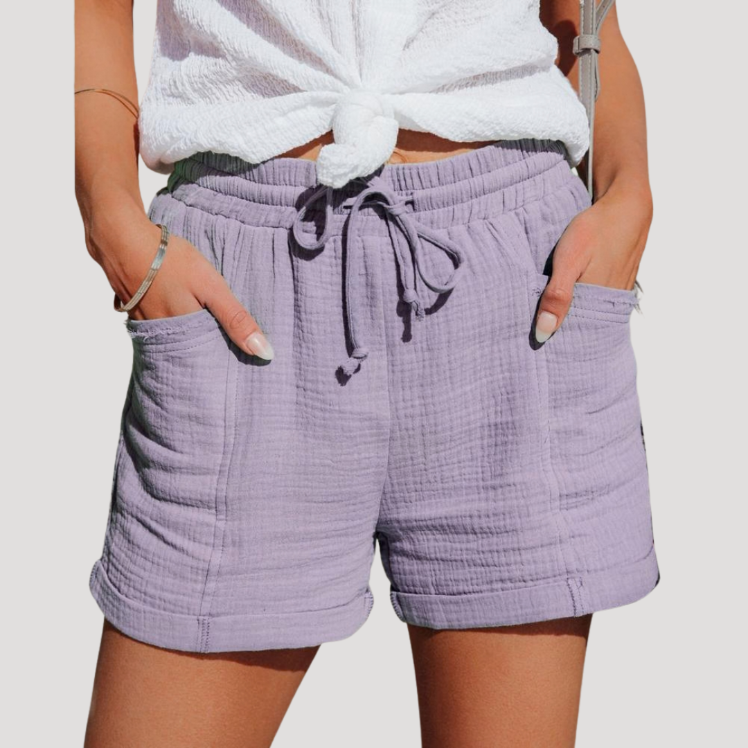 Short Femme Taille Élastique à Cordon et Poches