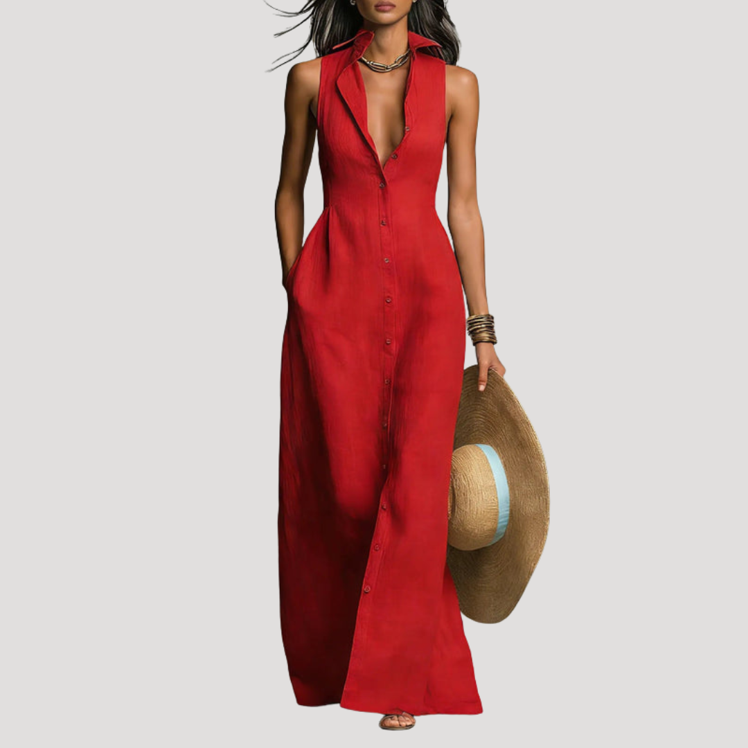 Robe Longue Cintrée Femme Boutonnée