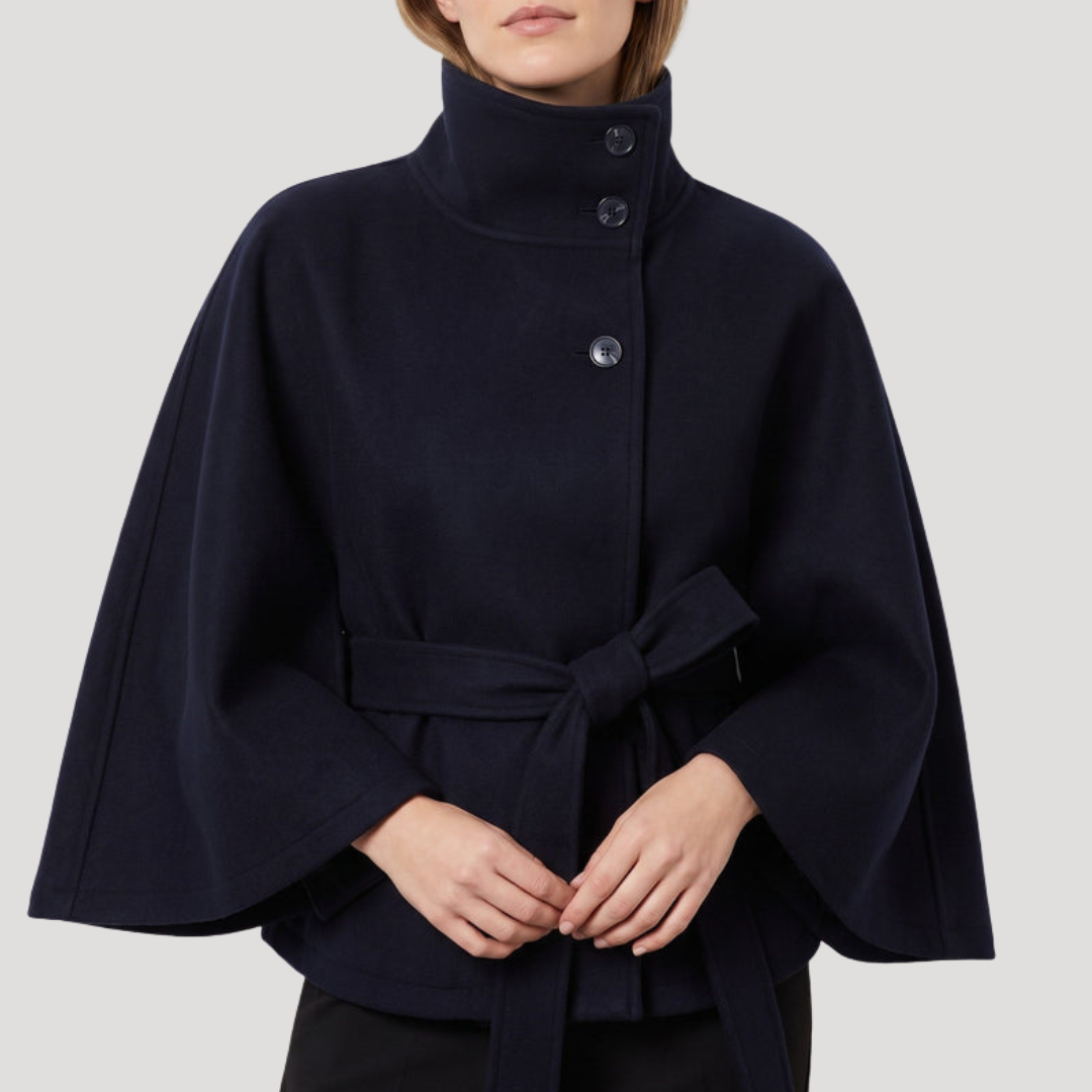 Manteau cape femme à col montant