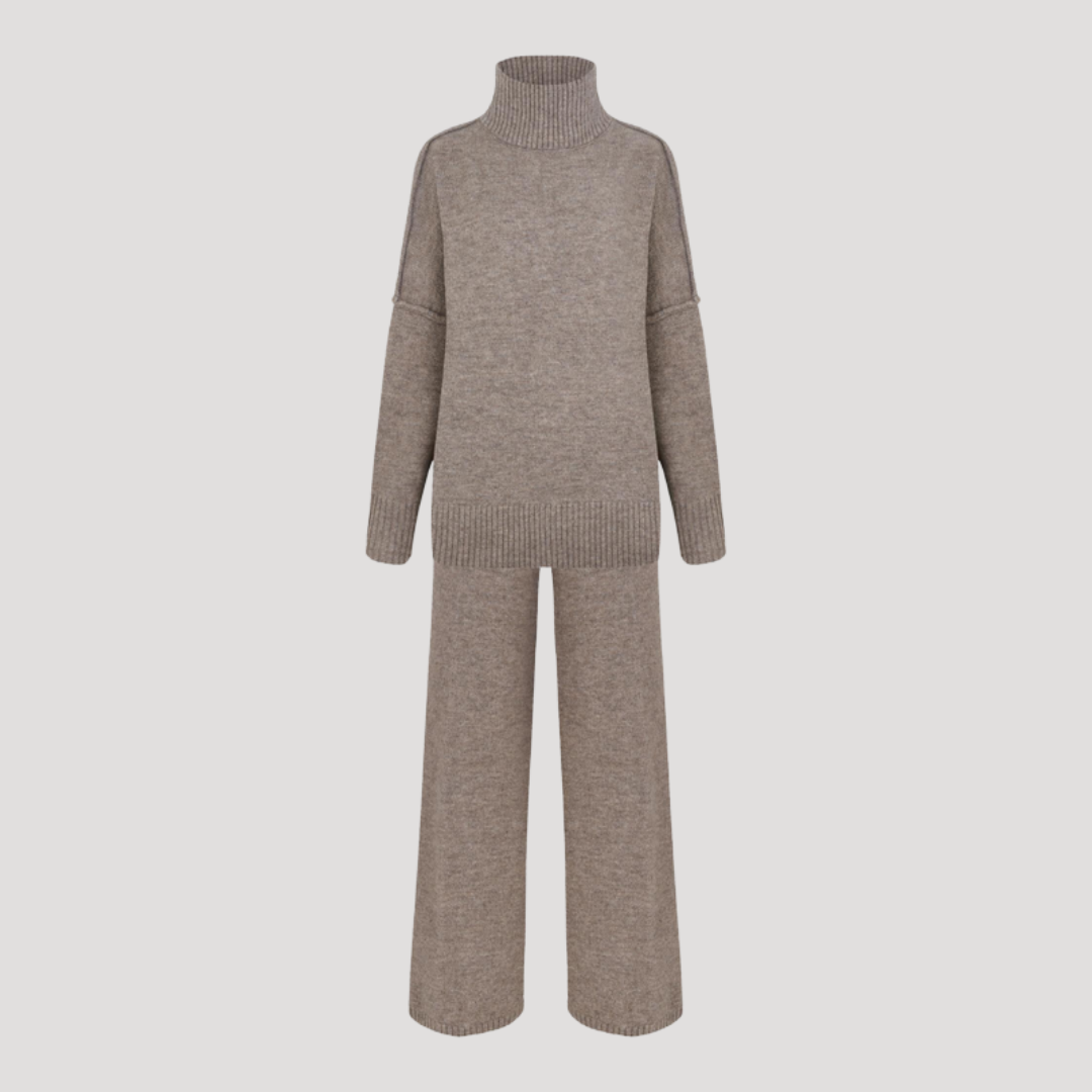 Ensemble Femme en Maille Pull Oversize et Pantalon Large