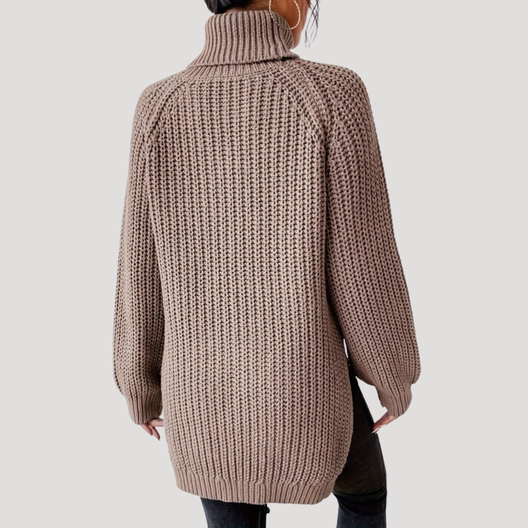 Pull Femme Oversize en Maille à Col Montant