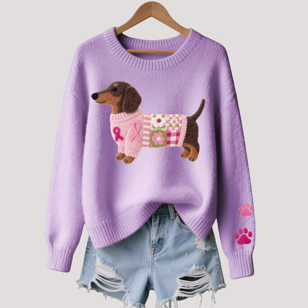 Pull Femme en Maille à Motif Teckel