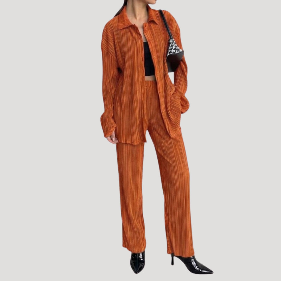 Ensemble Femme Chemise Plissée et Pantalon