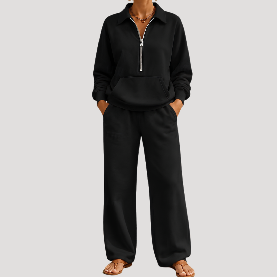 Ensemble femme haut zippé et pantalon large