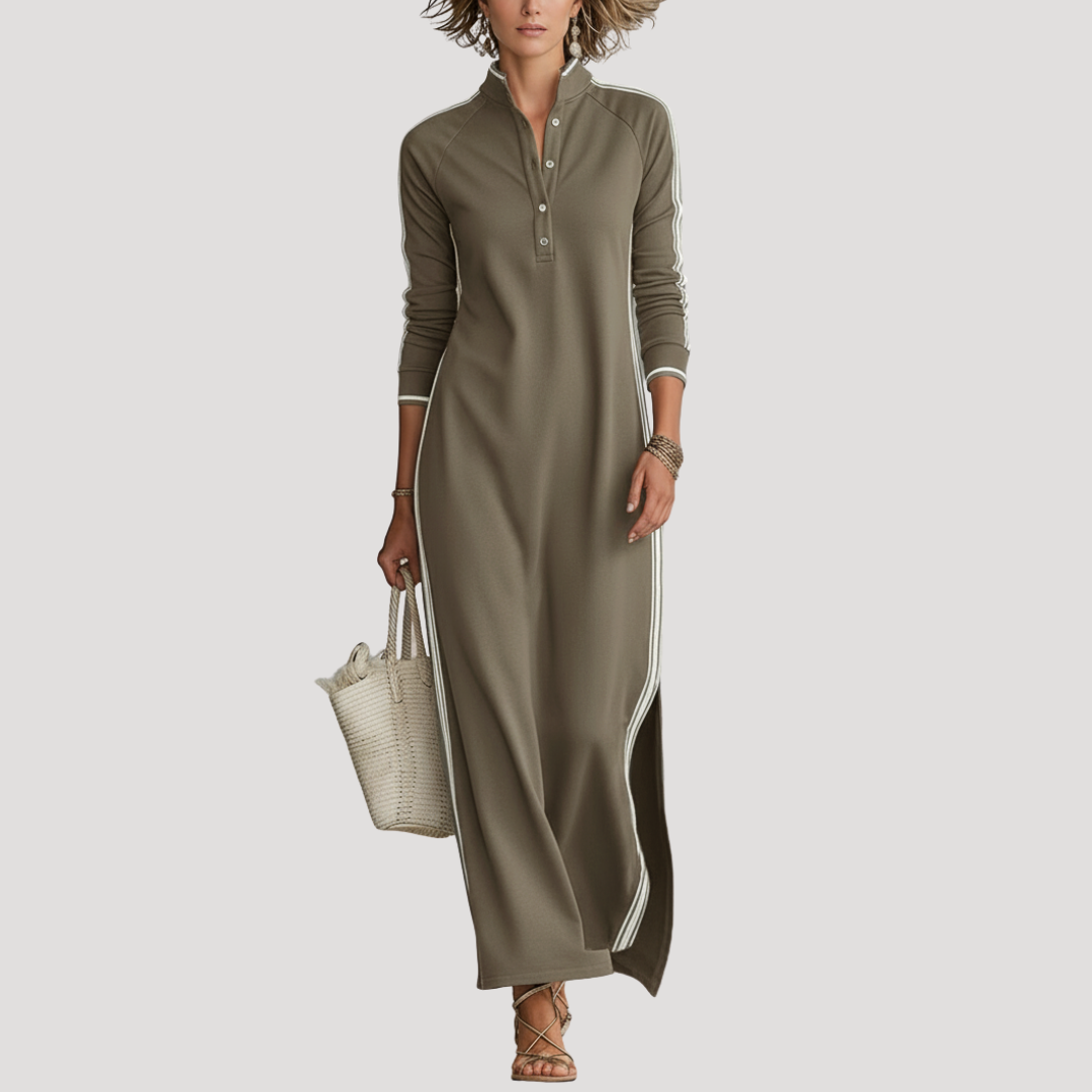 Robe Longue Femme Manches Longues Fendue Décontractée