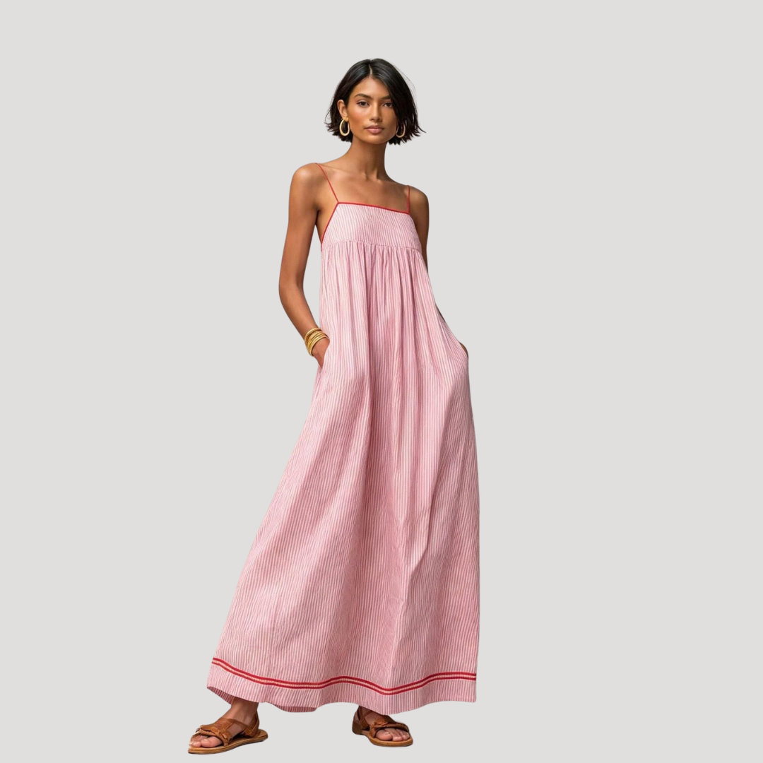 Robe Longue Rayée Sans Manches Femme