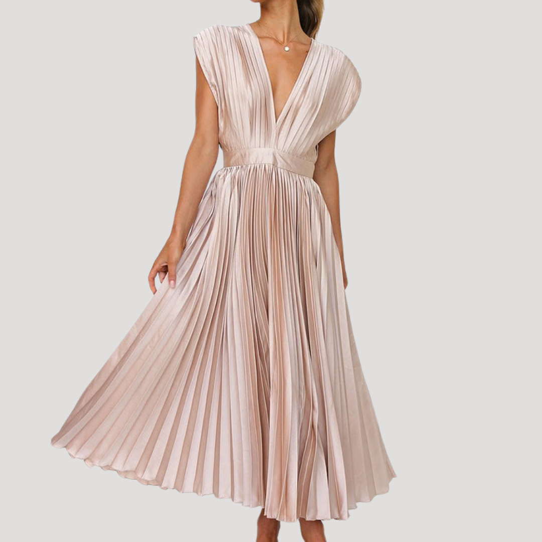Robe midi femme soirée plissée