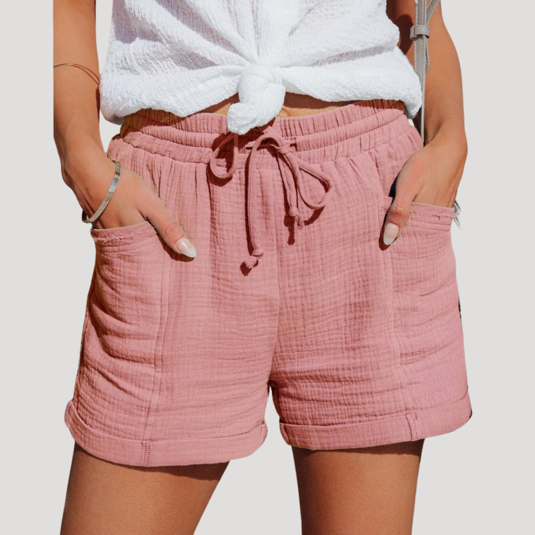 Short Femme Taille Élastique à Cordon et Poches