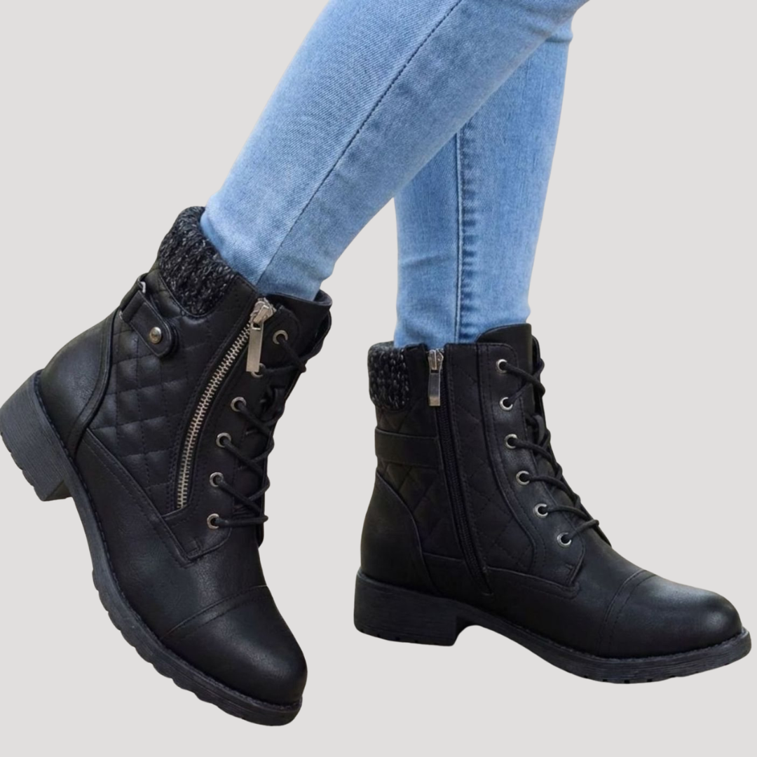 Bottines femme matelassées à lacets