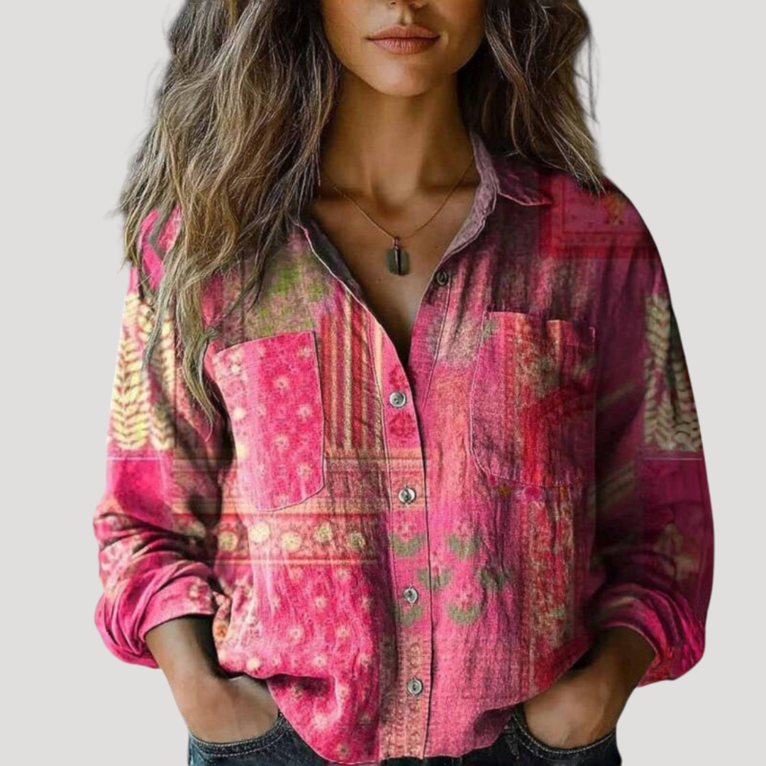 Blouse Femme Bohème Multicolore à Motifs Floraux