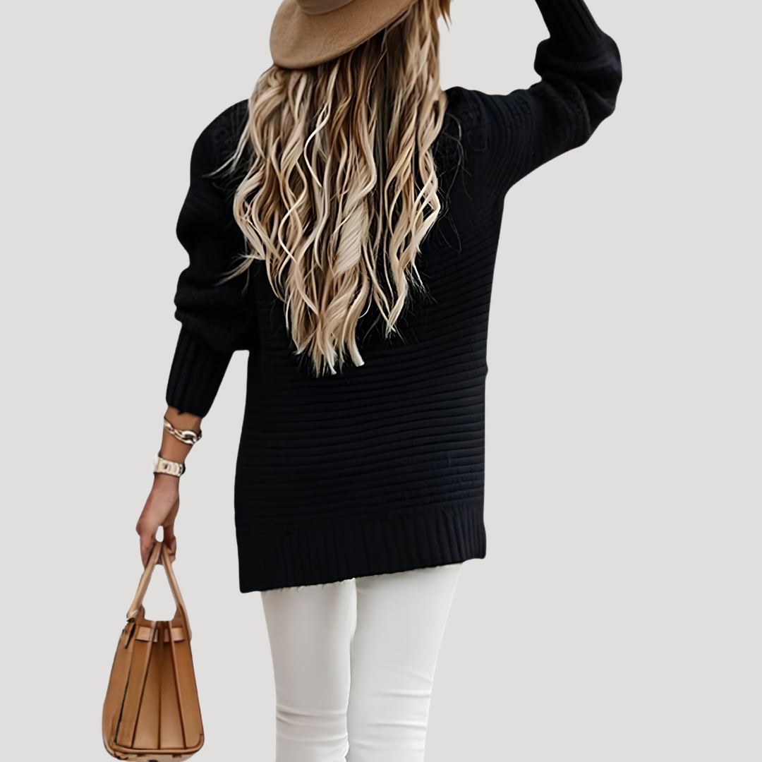 Pull Femme Oversize en Maille Col Haut