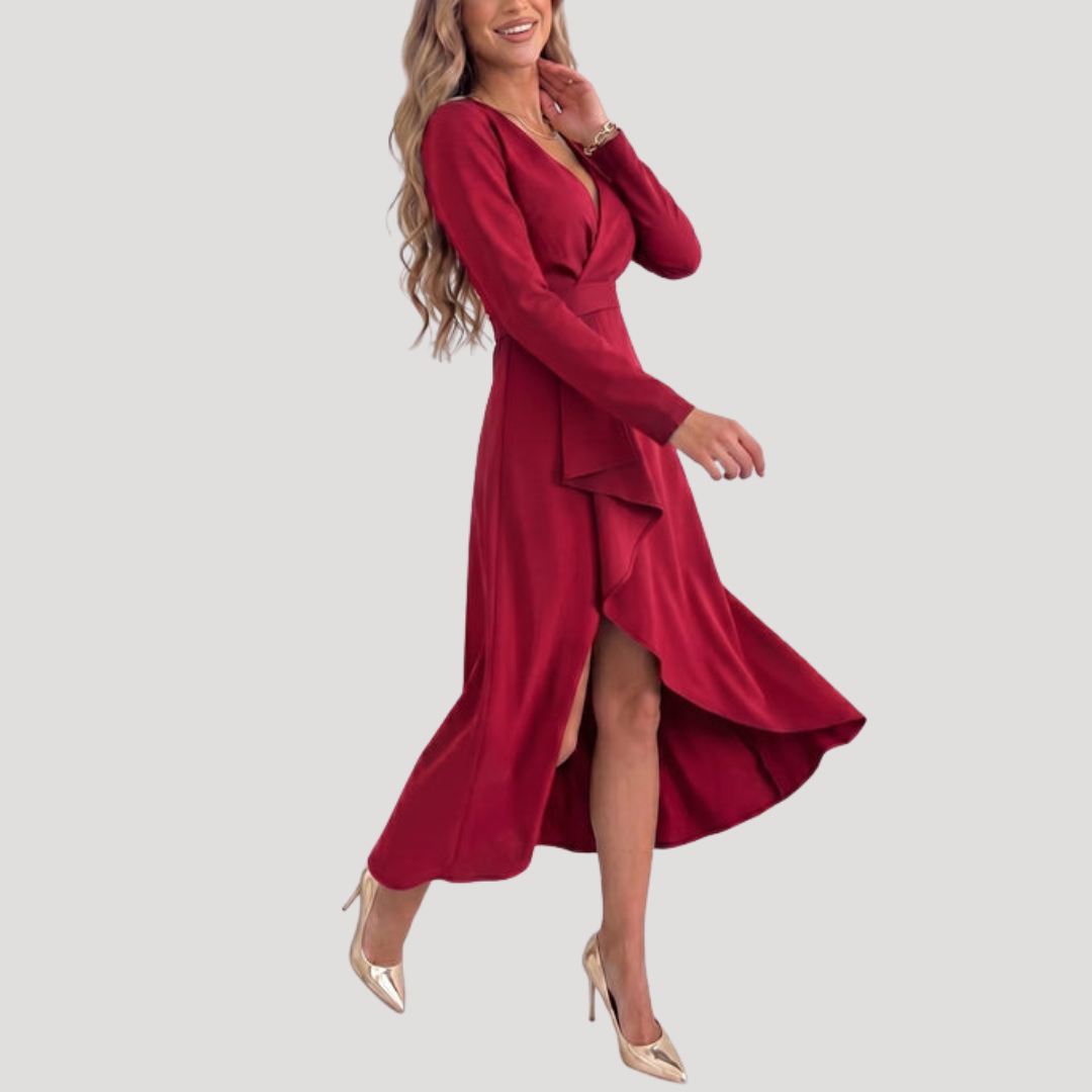 Robe Midi Cache-Cœur Femme Col V