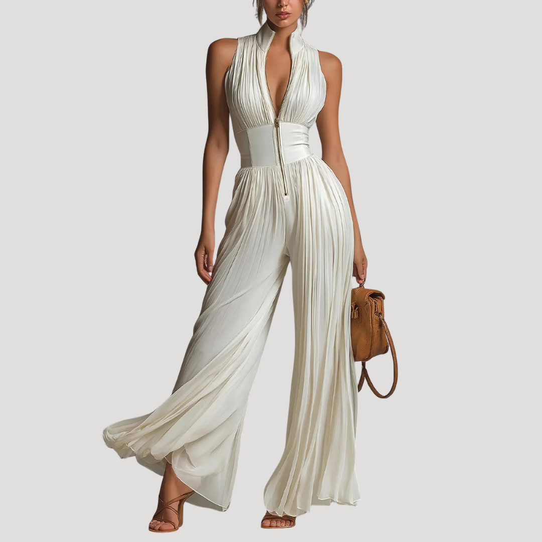 Combinaison Pantalon Femme Plissée Dos Nu Fleurie